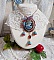 Pendentif broche Scarlet rouge et bleu avec cristaux Swarovski.
