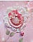 Pendentif C&oelig;ur de Quartz brod&eacute; avec cabochon Quartz, sequins, fleurs verres, dentelle et Perles Cristal Swarovski