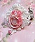 Pendentif C&oelig;ur de Quartz brod&eacute; avec cabochon Quartz, sequins, fleurs verres, dentelle et Perles Cristal Swarovski