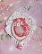 Pendentif C&oelig;ur de Quartz brod&eacute; avec cabochon Quartz, sequins, fleurs verres, dentelle et Perles Cristal Swarovski