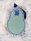 Pendentif brodé artisanal en forme de corne d'abondance bleue.