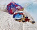 Pendentif Flamenca, cabochon &eacute;maill&eacute; de fleurs Bleues, roses r&eacute;sines, nacre abalone et jade Rouges, poires Zirconium et cristaux Bleu-Marine, breloques, pendentif r&eacute;sine &eacute;poxy, un style Flamenco