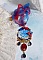 Pendentif Flamenca, cabochon &eacute;maill&eacute; de fleurs Bleues, roses r&eacute;sines, nacre abalone et jade Rouges, poires Zirconium et cristaux Bleu-Marine, breloques, pendentif r&eacute;sine &eacute;poxy, un style Flamenco