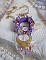 Pendentif Laureline brod&eacute; avec un fil 100% coton, fleurs lucites, perles nacr&eacute;es, rocailles verres et perles Cristal Swarovski