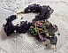 Pendentif Po&eacute;sie de Fleurs Haute-Couture brod&eacute; avec des fleurs en porcelaine, de la dentelle violine tr&egrave;s ancienne, des cristaux, des rocailles avec des accessoires en argent 925 et en plaqu&eacute; Or