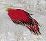 Pendentif Tourbillons de Rouge avec des rocailles aux trois couleurs : Rouge, Bleu Iris et Dor&eacute; pour les pampilles. Le tout est mont&eacute; sur une cha&icirc;ne et un mousqueton en Plaqu&eacute; Or