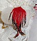 Pendentif Tourbillons de Rouge avec des rocailles aux trois couleurs : Rouge, Bleu Iris et Dor&eacute; pour les pampilles. Le tout est mont&eacute; sur une cha&icirc;ne et un mousqueton en Plaqu&eacute; Or
