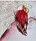 Pendentif Tourbillons de Rouge avec des rocailles aux trois couleurs : Rouge, Bleu Iris et Dor&eacute; pour les pampilles. Le tout est mont&eacute; sur une cha&icirc;ne et un mousqueton en Plaqu&eacute; Or