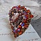 Pince &agrave; cheveux Topaz brod&eacute;e avec un cabochon en nacre Acajou, des Cristaux de Swarovski et des rocailles