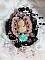 Plastron Marquise brod&eacute; perles nacr&eacute;es, cabochon r&eacute;sine, rondes obsidienne pierre de gemme, dentelle et rocailles verres