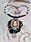 Plastron Marquise brod&eacute; perles nacr&eacute;es, cabochon r&eacute;sine, rondes obsidienne pierre de gemme, dentelle et rocailles verres