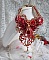 Plastron Rubis haute Couture brod&eacute; avec des cabochons : l&rsquo;Agate et le Corail Rouge, cristaux : fleurs, gouttes, toupies, fleurs, perles en R&eacute;sine et Verre, rocailles,  calottes et perles filigran&eacute;es