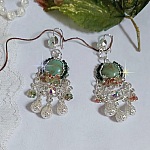 BO Blush Light green mont&eacute;es avec cabochons, estampes, breloques, perles Cristal Swarovski