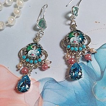 BO Caprice &eacute;l&eacute;gant avec cabochons verres, perles en verre, strass et perles cristal Swarovski
