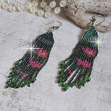 BO Evasion mont&eacute;es avec rocailles verres, tubes, perles cristal Swarovski et crochets d&rsquo;oreilles Argent 925