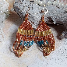 BO Tangerine mont&eacute;es avec rocailles verre, perles cristal Swarovski et crochets d&rsquo;oreilles Gold filled 14 carats