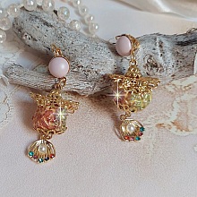 BO Cord&eacute;lia mont&eacute;es avec perles en c&eacute;ramique &eacute;maill&eacute;e, coupelles, estampes et cristaux