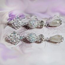BO Lumi&egrave;re P&eacute;tillante cr&eacute;&eacute;es avec perles strass, gouttes, rondes aplaties verre et perles Crystal Swarovski