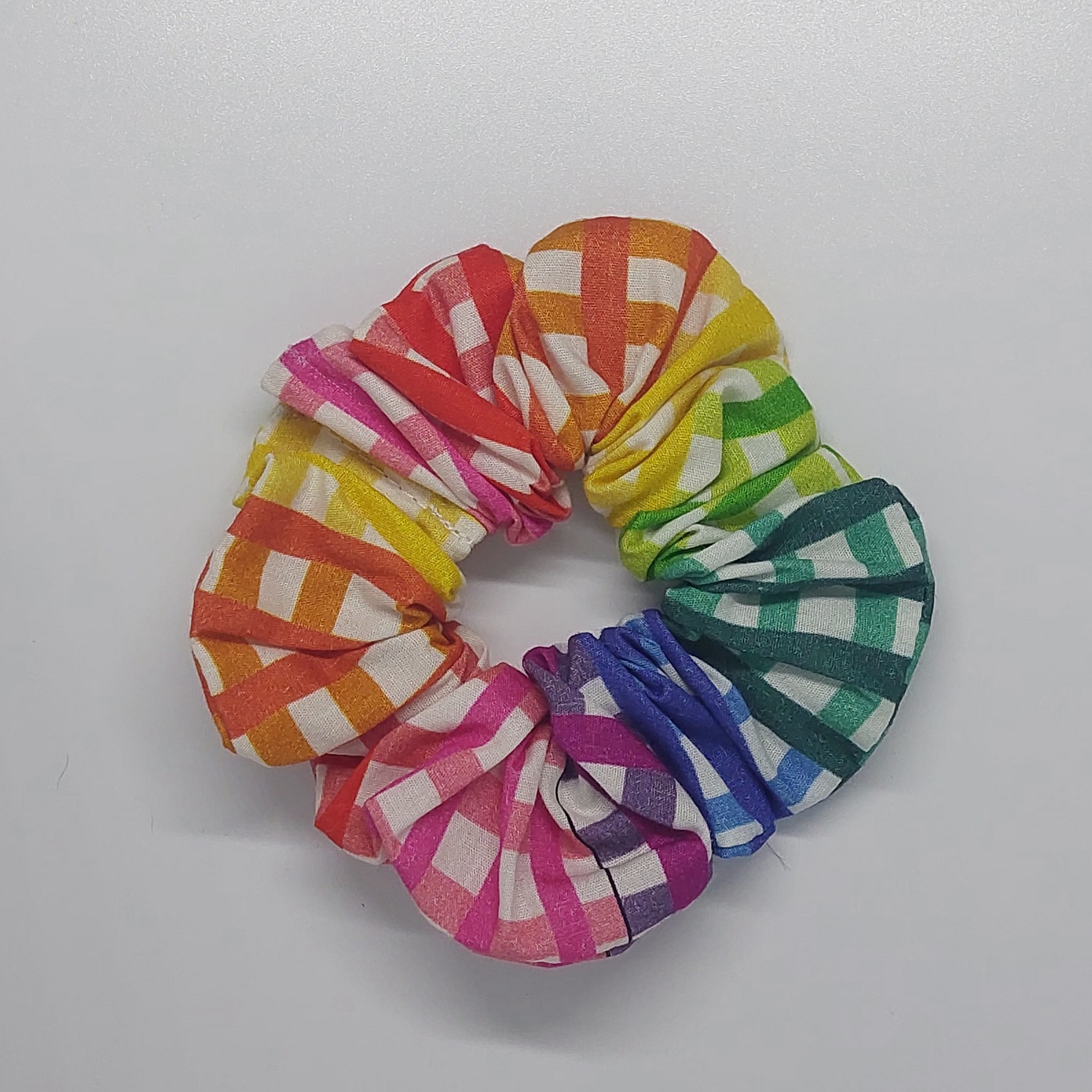 Chouchou &agrave; carreaux multicolore -  Rainbow