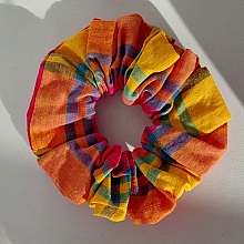 Chouchou &agrave; carreaux multicolore -  Automne